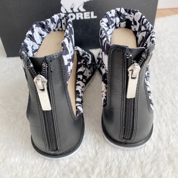 Sorel Ella II Ankle Strap Women's Sandals, Black/White, Size 8.5 - Picture 5 of 7